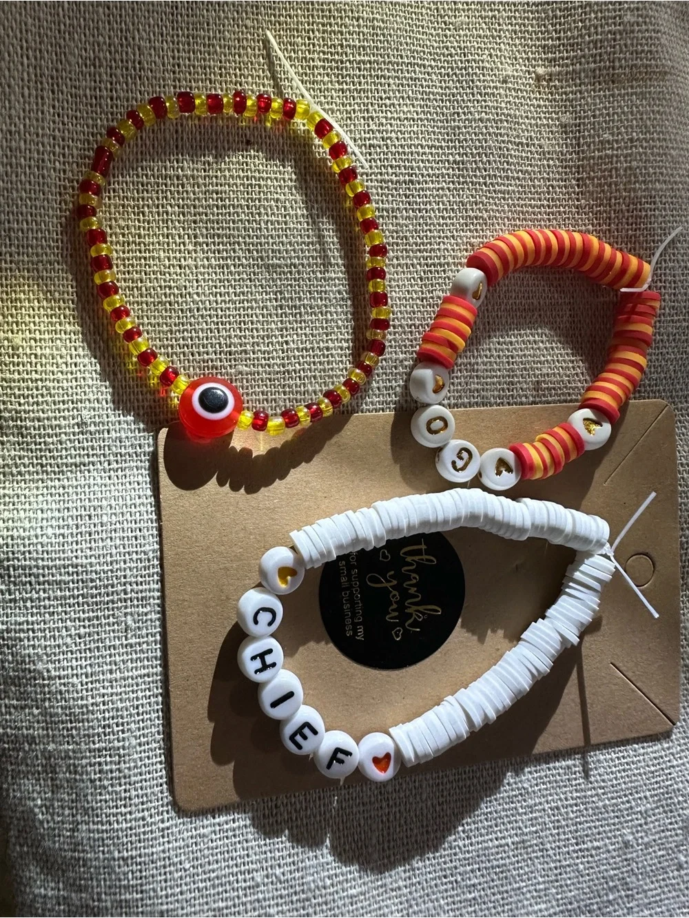 Women’s  Beaded Bracelet Set - White & Red/Yellow Fun Stack